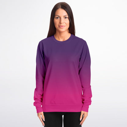 Pink Purple Ombre Sweatshirt, Gradient Tie Dye Crewneck Fleece Cotton Sweater Jumper Pullover Men Women Adult Aesthetic Designer Top