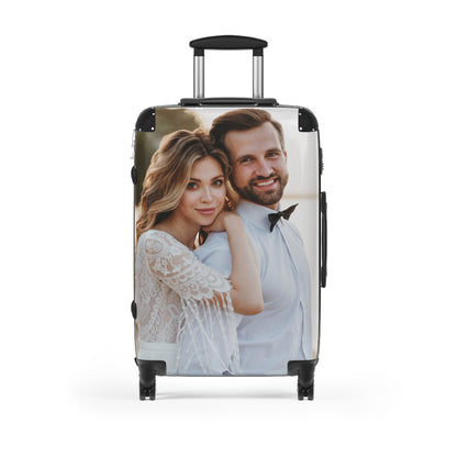 Custom Photo Suitcase Luggage, Personalized Upload Picture Carry On 4 Wheels Cabin Travel Small Large Set Rolling Spinner Lock Hard Shell