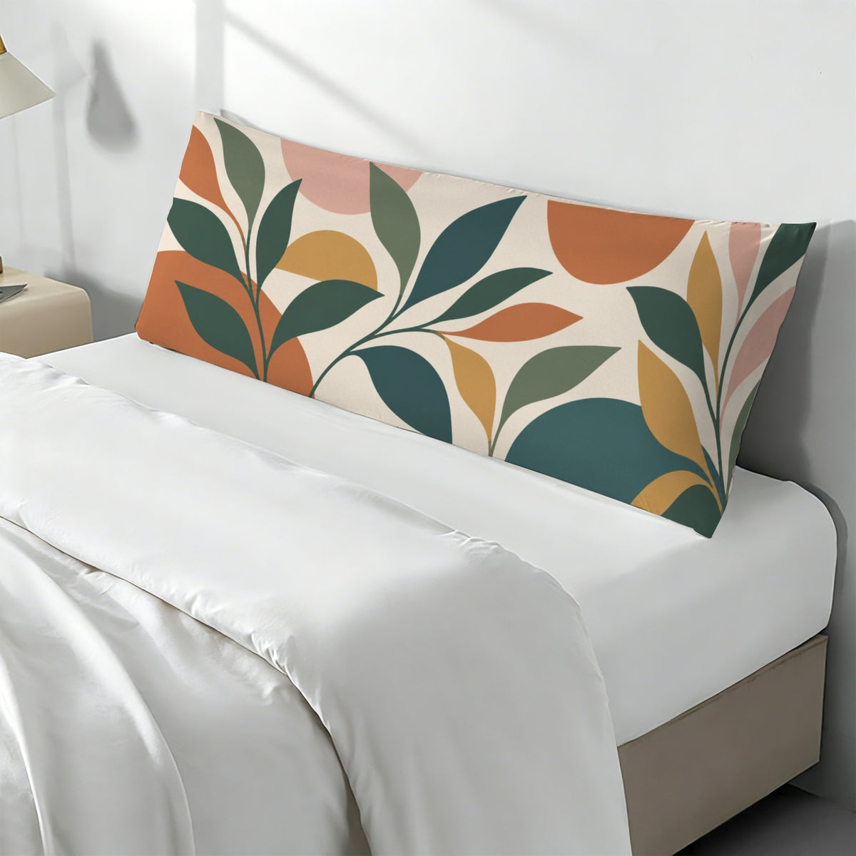 Mid Century Modern Body Pillow Case,  Flowers Boho Abstract Botanical Green Long Large Bed Accent Pillowcase Print Throw Decorative Cover