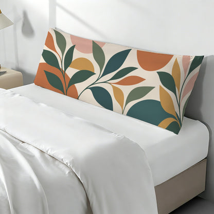 Mid Century Modern Body Pillow Case,  Flowers Boho Abstract Botanical Green Long Large Bed Accent Pillowcase Print Throw Decorative Cover