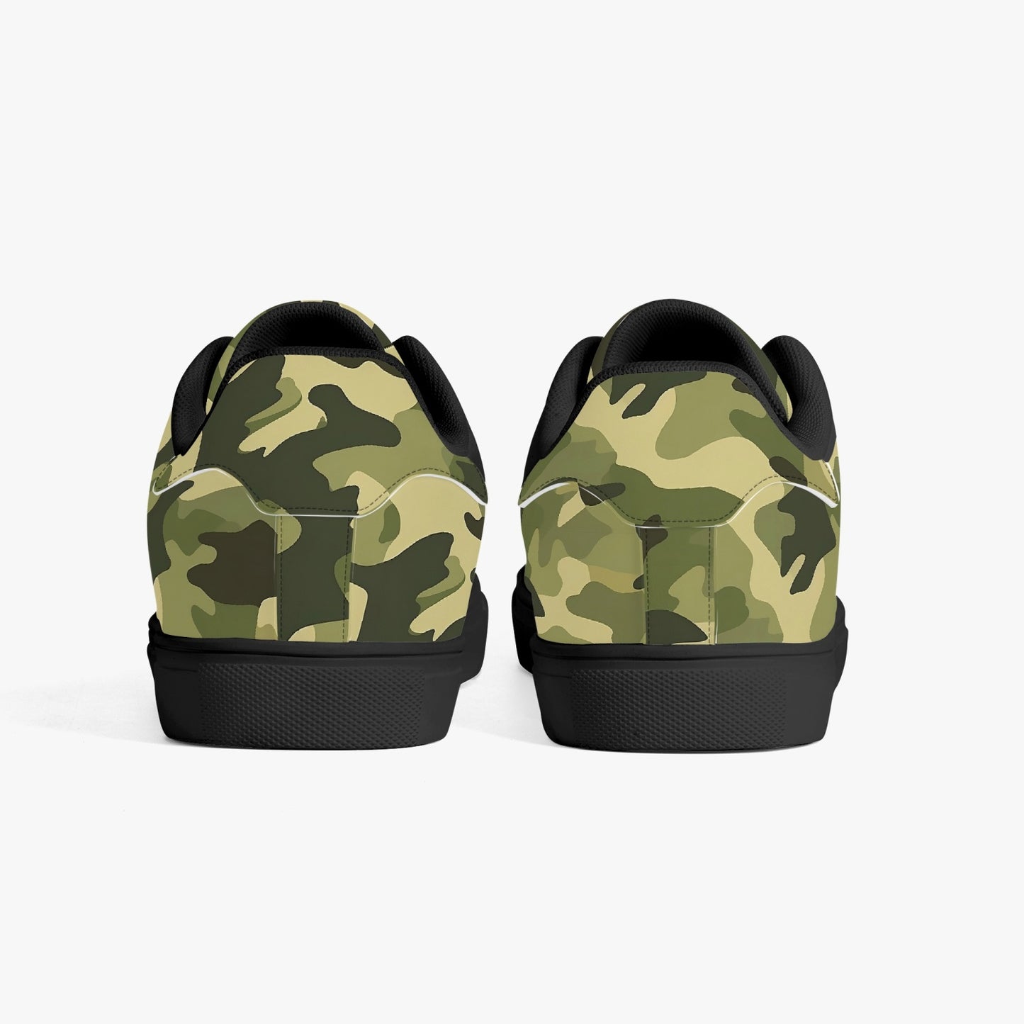 Sage Green Camo Vegan Leather Shoes, Camouflage Olive Men Women Sneakers White Black Low Top Lace Up Designer Casual Starcove Fashion