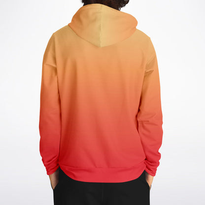 Red Orange Yellow Ombre Hoodie, Gradient Tie Dye Pullover Men Women Aesthetic Graphic Cotton Hooded Sweatshirt Pockets Designer Plus Size