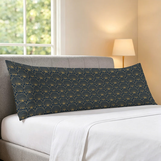 Art Deco Retro Body Pillow Case, Geometric Vintage Retro 1920s Gold Dark Long Large Bed Accent Pillowcase Print Throw Decor Decorative Cover
