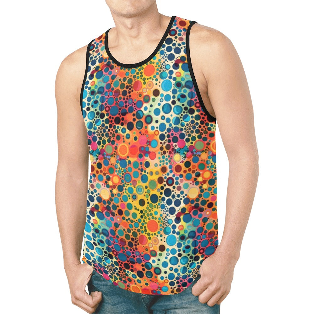 Psychedelic Tank Top Shirt, Funky Trippy Vibrant Colorful Men Guys Male Sleeveless Festival Workout Fitness Sports Summer Muscle Graphic Tee
