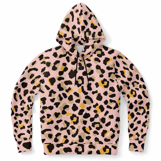 Pink Leopard Hoodie, Animal Cheetah Print Pullover Men Women Adult Aesthetic Graphic Cotton Hooded Sweatshirt Pockets Designer Plus Size