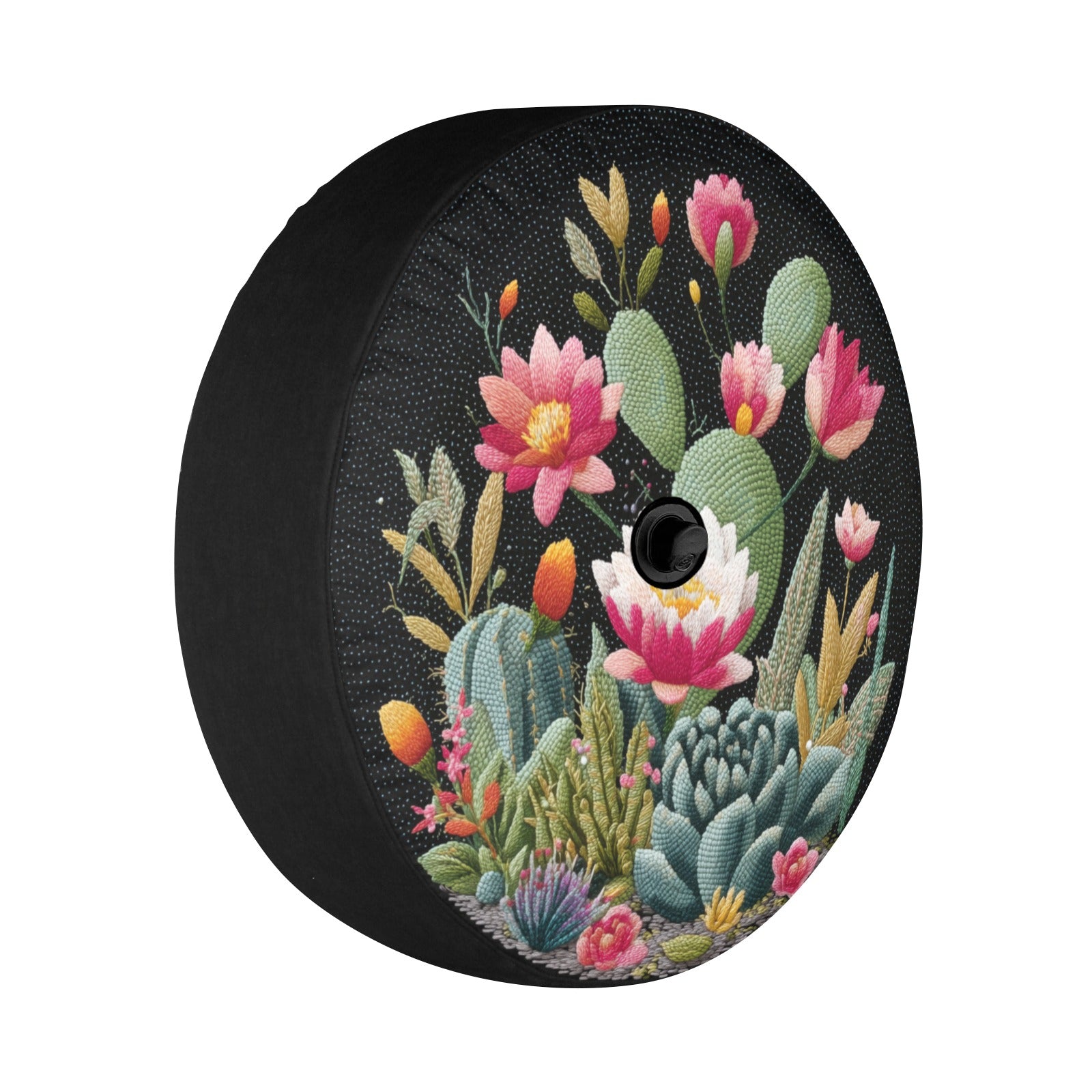 Cactus Succulent Spare Tire Cover, Floral Botanicals Flowers Faux Embroidery Rear Extra Backup Camera Hole Wheel RV Cars RV Trailer Campers - Starcove Fashion