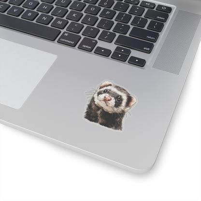 Ferret Sticker Decal, Watercolor Animal Wildlife Cute Art Vinyl Laptop Waterbottle Tumbler Car Waterproof Bumper 4x4 Clear Die Cut Wall