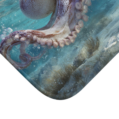 Octopus Bath Mat, Beach Ocean Coastal Sea Memory Foam Cute Shower Bathroom Decor Non Slip Floor Large Small Washable Quick Dry Rug - Starcove Fashion
