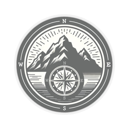 Compass Mountain Sticker Decal, Car Bumper Navigation Art Vinyl Laptop Cute Waterbottle Tumbler Waterproof Clear Aesthetic