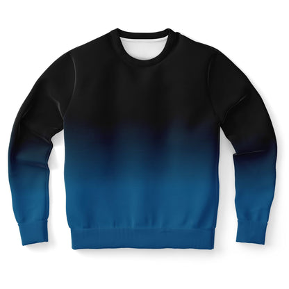 Black Blue Ombre Sweatshirt Cotton, Tie Dye Gradient Crewneck Fleece Sweater Jumper Pullover Men Women Adult Aesthetic Designer Top