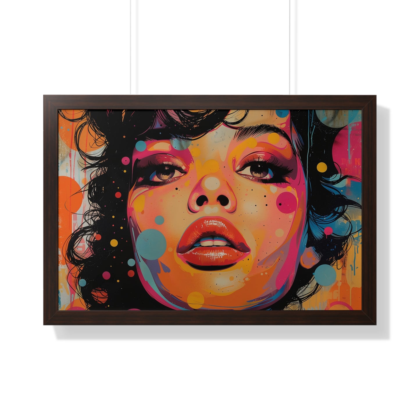 Pop Culture Art Poster and Frame, Woman Retro Vintage Print Wall Horizontal Black Framed Artwork Small Large Decor Paper 24x16 30x20
