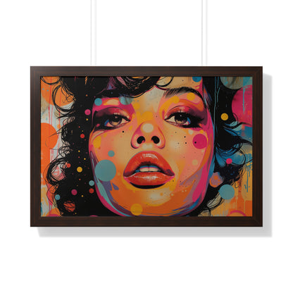 Pop Culture Art Poster and Frame, Woman Retro Vintage Print Wall Horizontal Black Framed Artwork Small Large Decor Paper 24x16 30x20