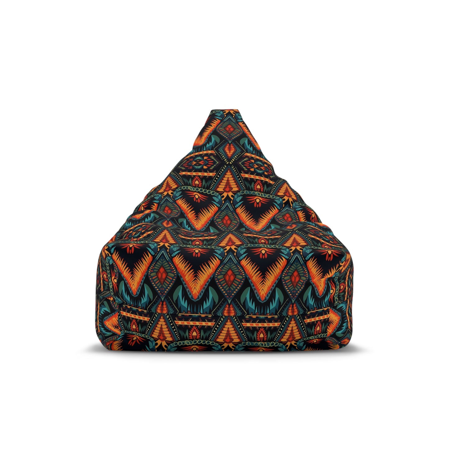 Boho Retro Bean Bag Chair Cover, Vintage Bohemian Washable Triangle Small Large Adult Children Kids Sofa Apartment Dorm Decor Unfilled Sack