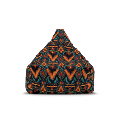 Boho Retro Bean Bag Chair Cover, Vintage Bohemian Washable Triangle Small Large Adult Children Kids Sofa Apartment Dorm Decor Unfilled Sack