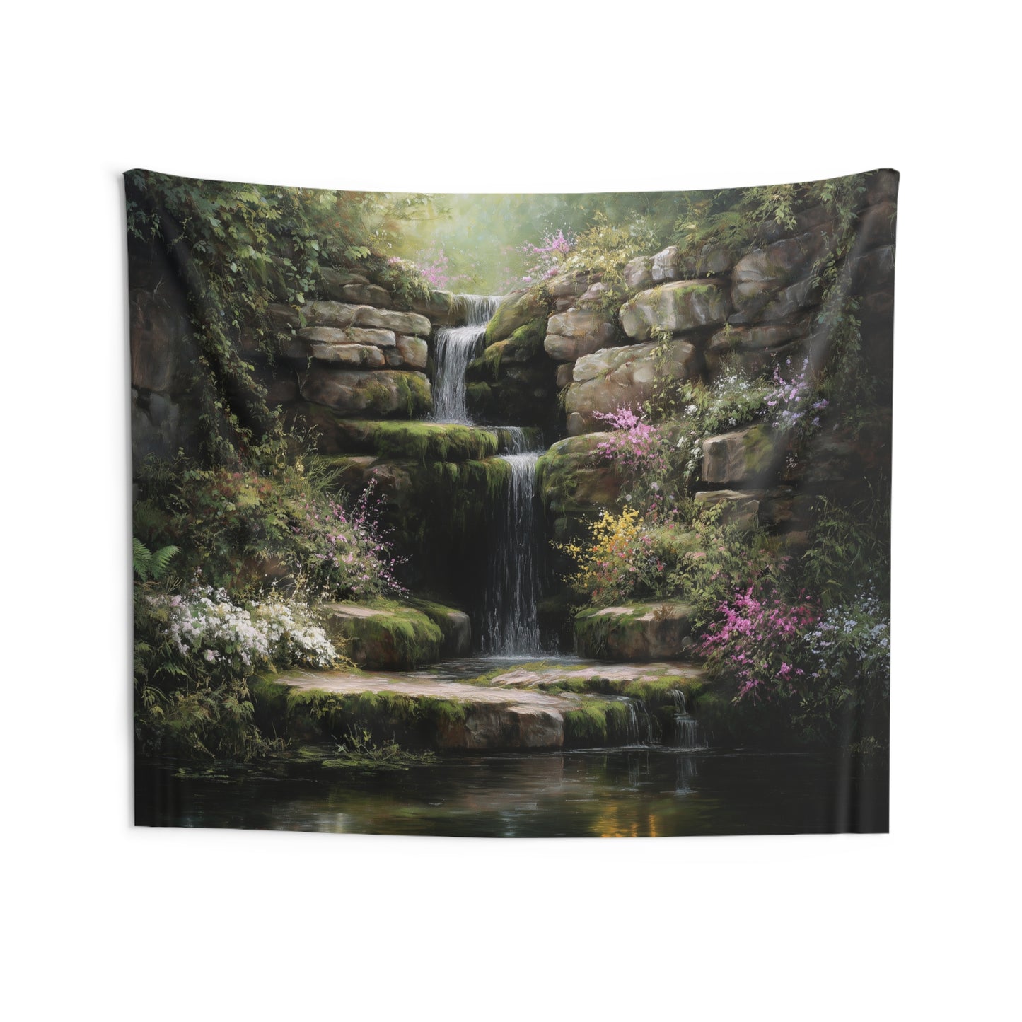 Garden Tapestry, Waterfall Nature Escapism Wall Art Hanging Cool Unique Landscape Aesthetic Large Small Decor Bedroom College Dorm Room - Starcove Fashion