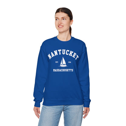 Nantucket Sweatshirt, Vintage Massachusetts MA Sailing Boating Sailboat Beach Town Graphic Crewneck Sweater Jumper Pullover Men Women
