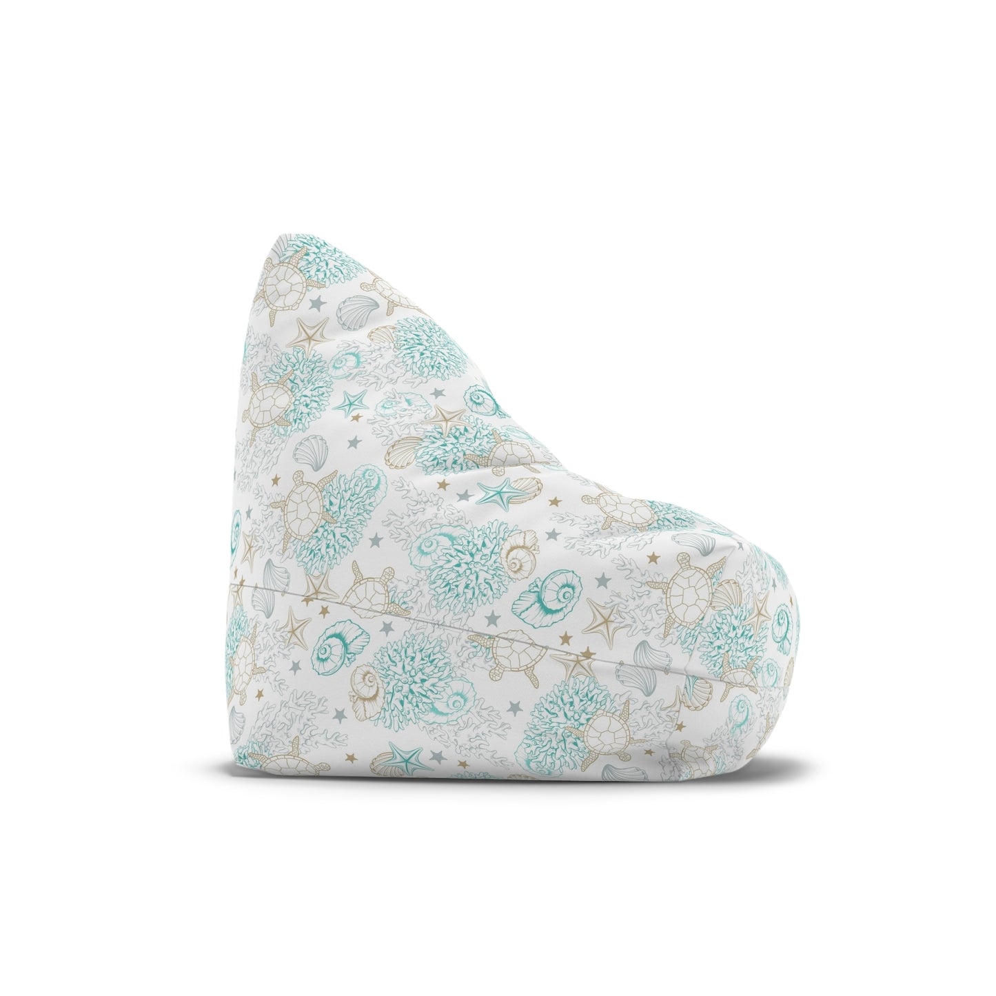 Turtle Bean Bag Chair Cover, Coastal Beach Ocean Washable Triangle Small Large Adult Children Kids Sofa Apartment Dorm Decor Unfilled Sack