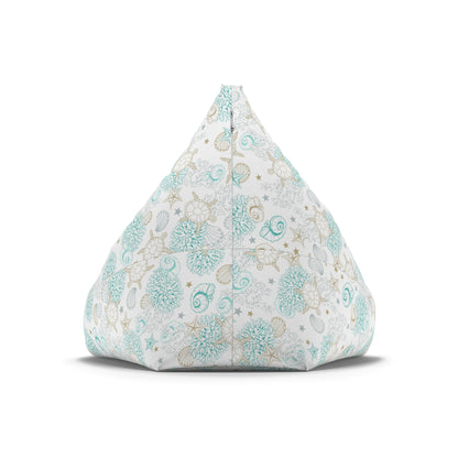 Turtle Bean Bag Chair Cover, Coastal Beach Ocean Washable Triangle Small Large Adult Children Kids Sofa Apartment Dorm Decor Unfilled Sack