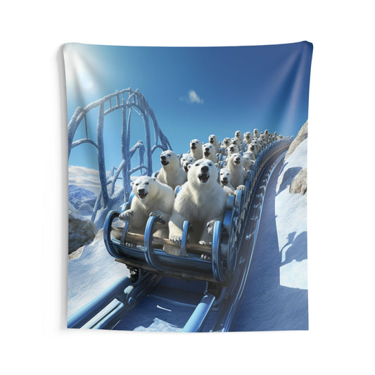 Funny Tapestry, Polar Bears Roller Coaster Silly Cute Wall Art Hanging Cool Unique Vertical Large Small Decor Bedroom College Dorm Room Starcove Fashion