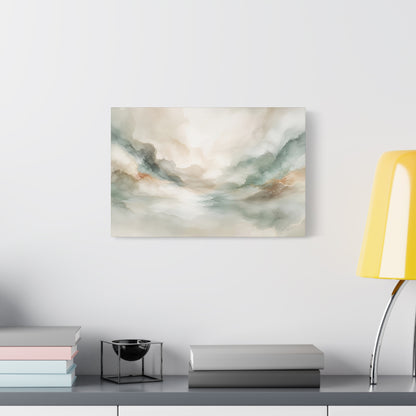 Dreamy Abstract Canvas Gallery Wrap, Sage Soft Neutral Watercolor Wall Art Print Decor Small Large Hanging Modern Landscape Living Room