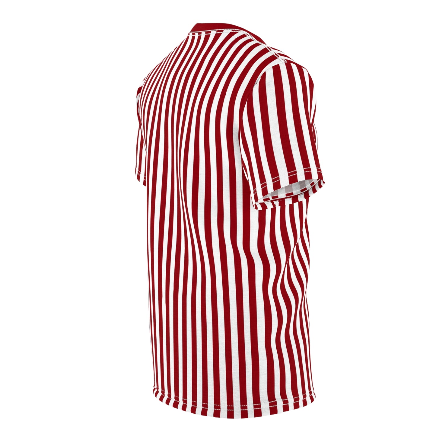 Red White Striped Tshirt, Vertical Bordeaux Stripe Designer Aesthetic Lightweight Heavyweight Crewneck Men Women Tee Top Short Sleeve Shirt