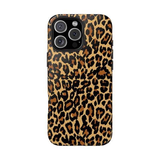 Leopard iPhone 16 15 14 13 Pro Max Tough Case, Animal Cheetah Print Brown Cute Aesthetic Iphone 12 11 Mini SE X XR XS 8 Plus 7 Cover