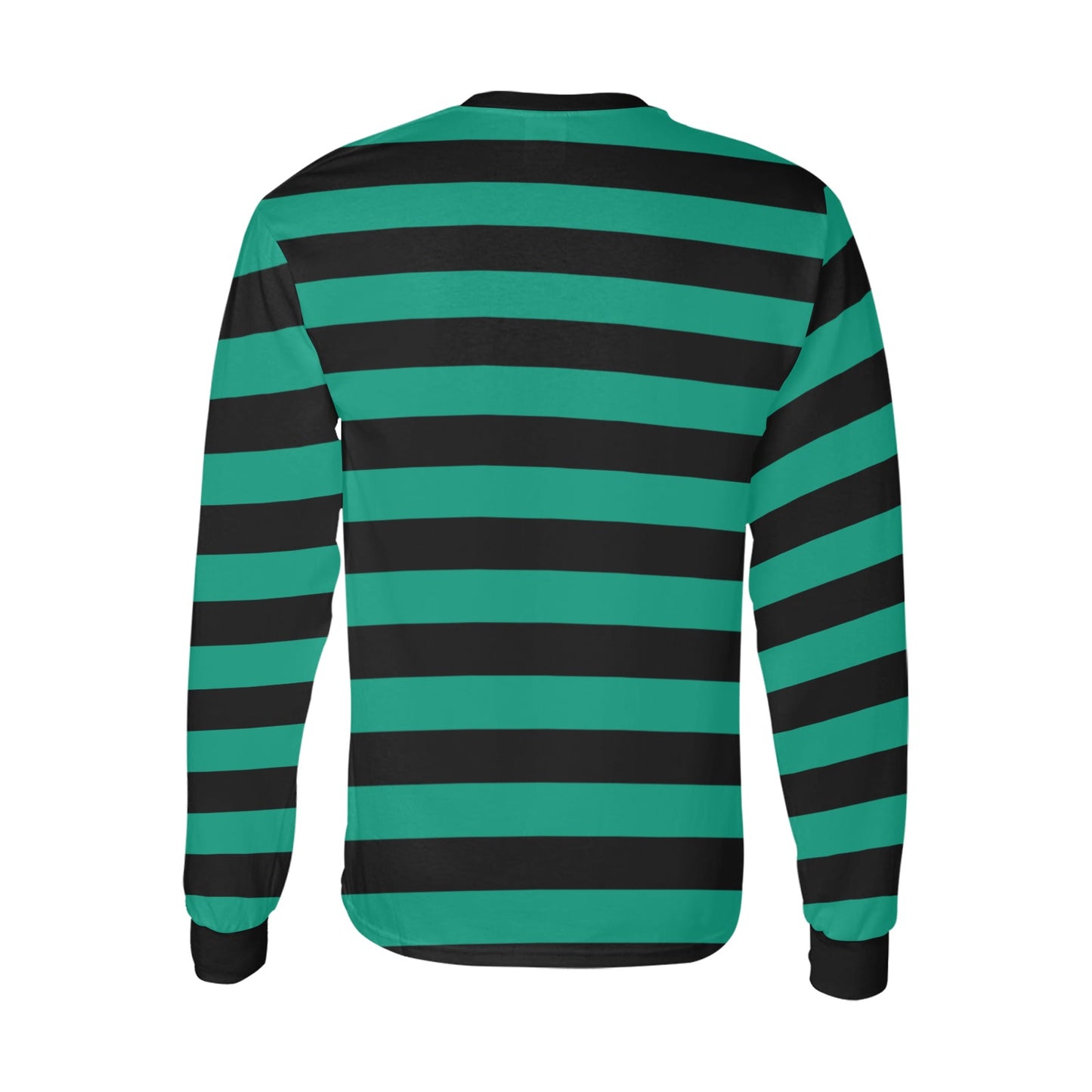 Black and Green Men Long Sleeve Striped TShirt, Kelly Green Graphic Vintage Retro Broad Stripes Crewneck Unisex Women Designer Male Guys Tee - Starcove Fashion