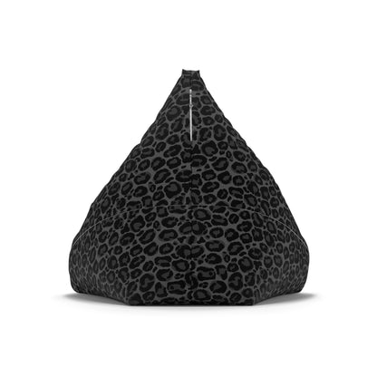 Black Leopard Bean Bag Chair Cover, Grey Animal Washable Triangle Small Large Adult Children Kids Sofa Apartment Dorm Decor Unfilled Sack