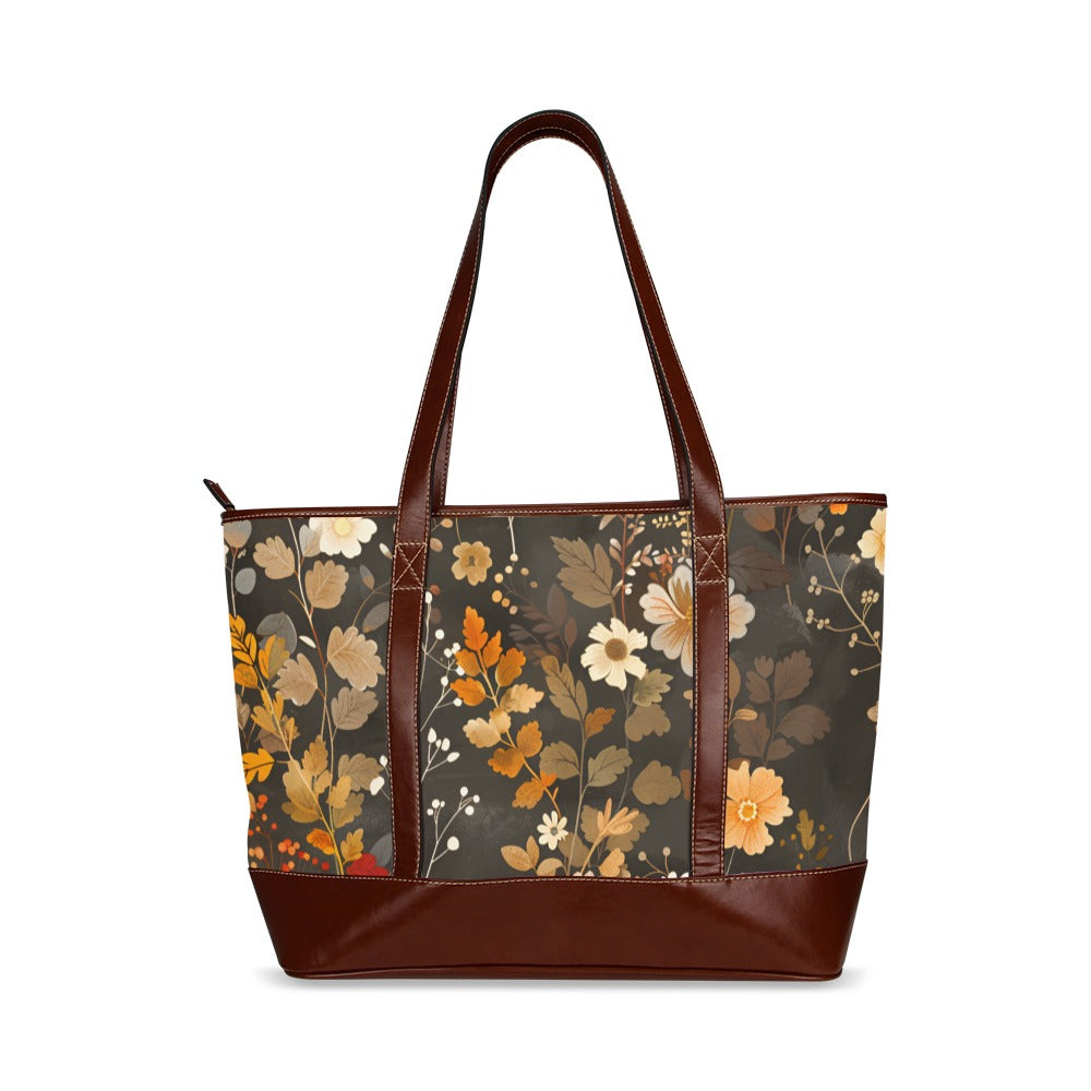 Floral Canvas Tote Bag with Zipper, Flowers Waterproof Pockets Beach Pool Designer Fabric Shoulder Handbag Women Work Purse Travel Carry On - Starcove Fashion