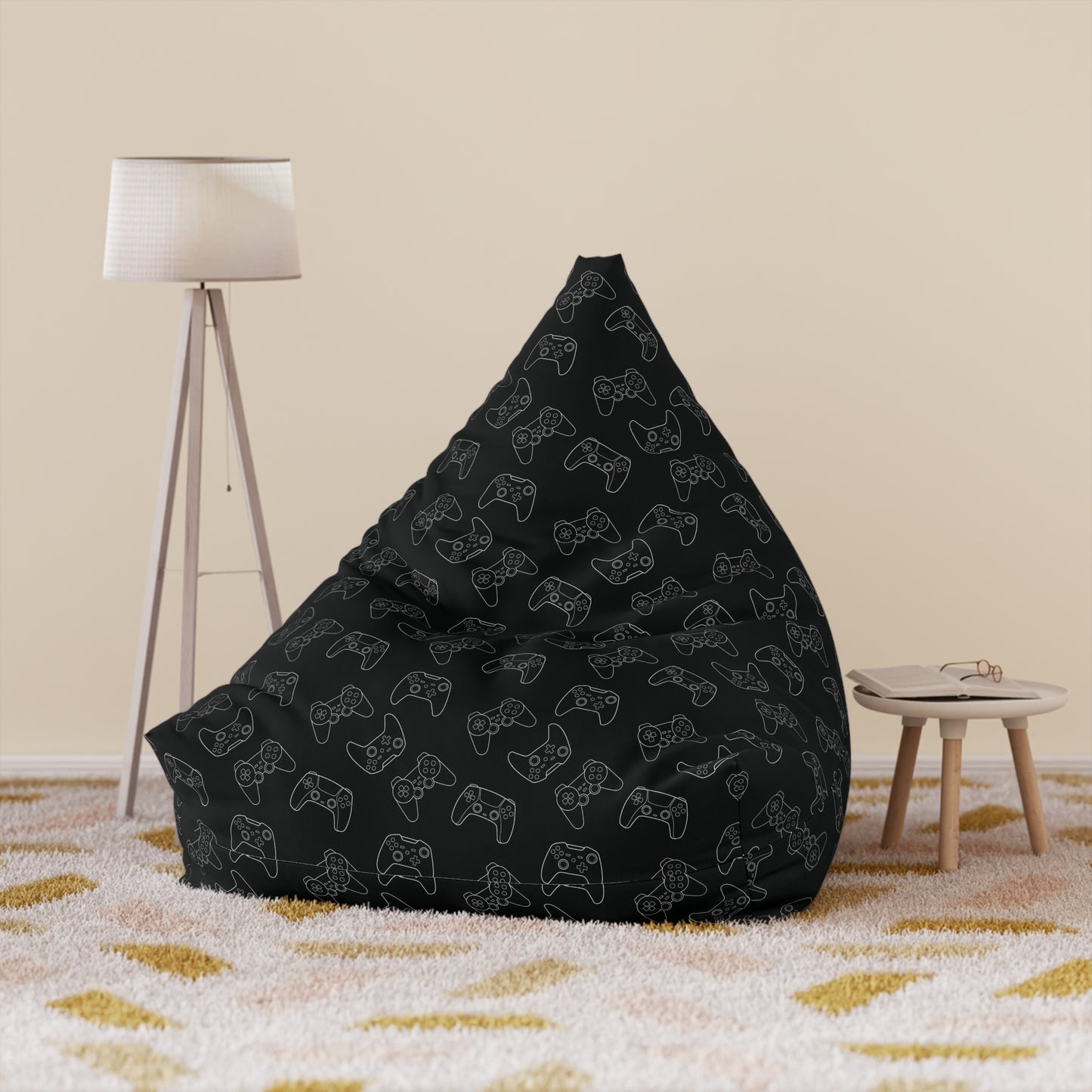 Gaming Bean Bag Chair Cover, Video Games Controller Washable Triangle Furniture Small Large Adult Children Kids Sofa Apartment Dorm Decor