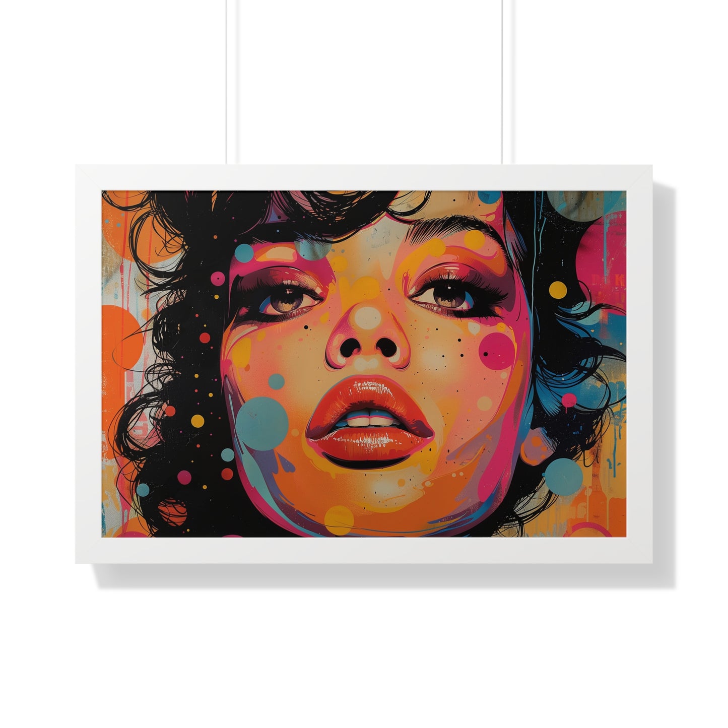 Pop Culture Art Poster and Frame, Woman Retro Vintage Print Wall Horizontal Black Framed Artwork Small Large Decor Paper 24x16 30x20
