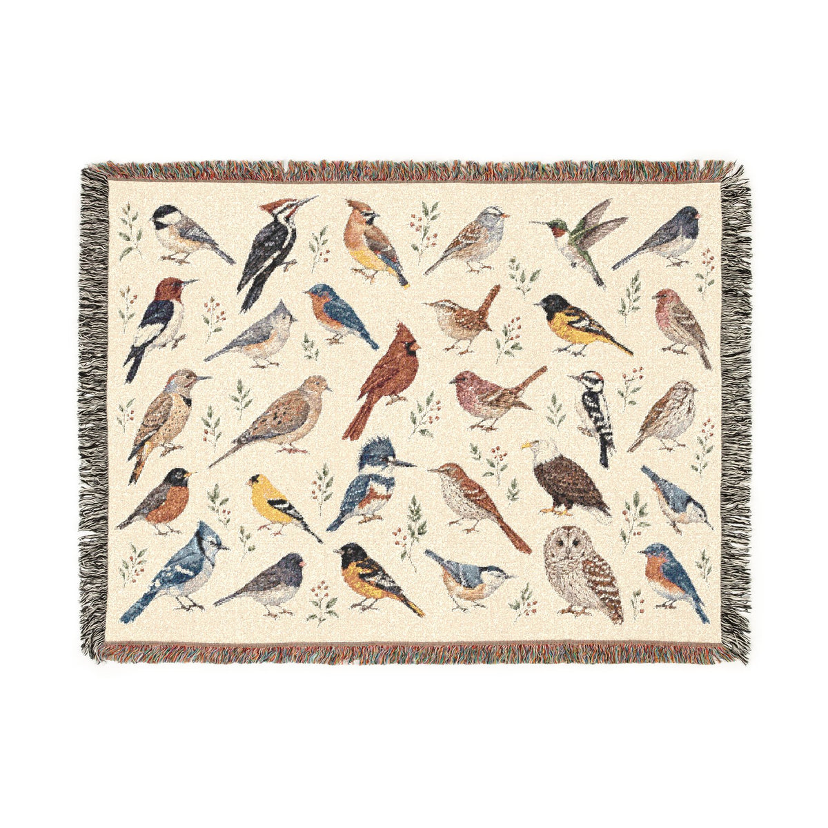 Birds Woven Blanket Tapestry, Birdwatching North American Eagle Owl Backyard Throw Small Large Cotton Small Large Wall Hanging Decorative