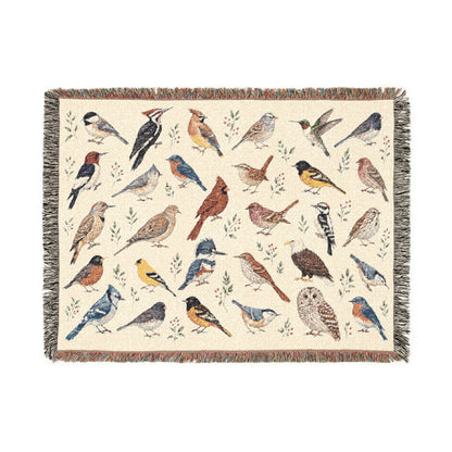 Birds Woven Blanket Tapestry, Birdwatching North American Eagle Owl Backyard Throw Small Large Cotton Small Large Wall Hanging Decorative