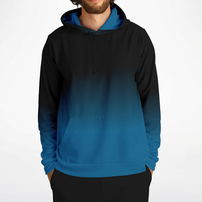Black Blue Ombre Hoodie, Tie Dye Gradient Pullover Men Women Adult Aesthetic Cotton Hooded Sweatshirt with Pockets Designer Plus Size