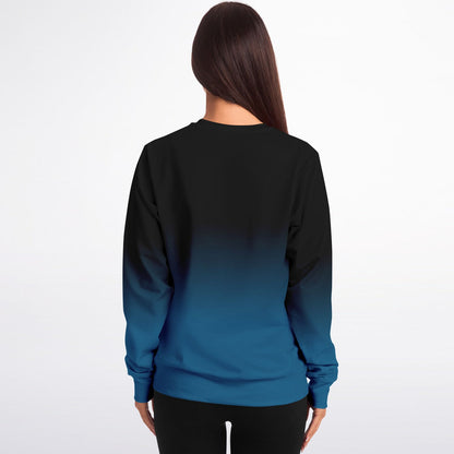 Black Blue Ombre Sweatshirt Cotton, Tie Dye Gradient Crewneck Fleece Sweater Jumper Pullover Men Women Adult Aesthetic Designer Top
