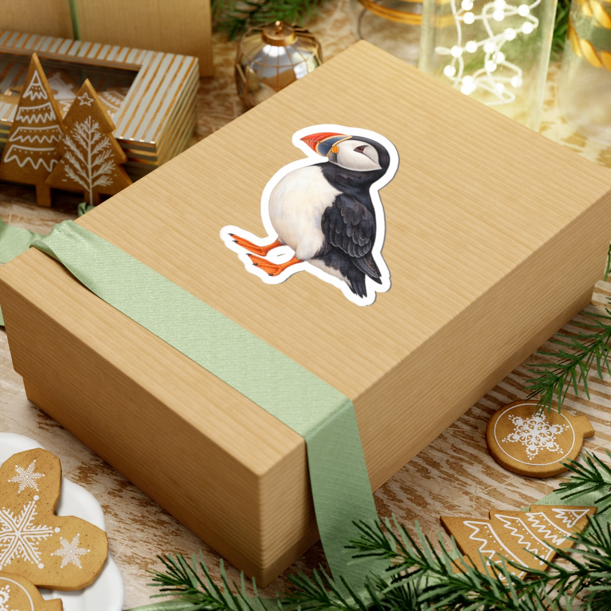 Atlantic Puffin Sticker Decal, Bird Seabird Watercolor Art Vinyl Laptop Cute Waterbottle Tumbler Car Waterproof Bumper 4x4 Clear Die Cut