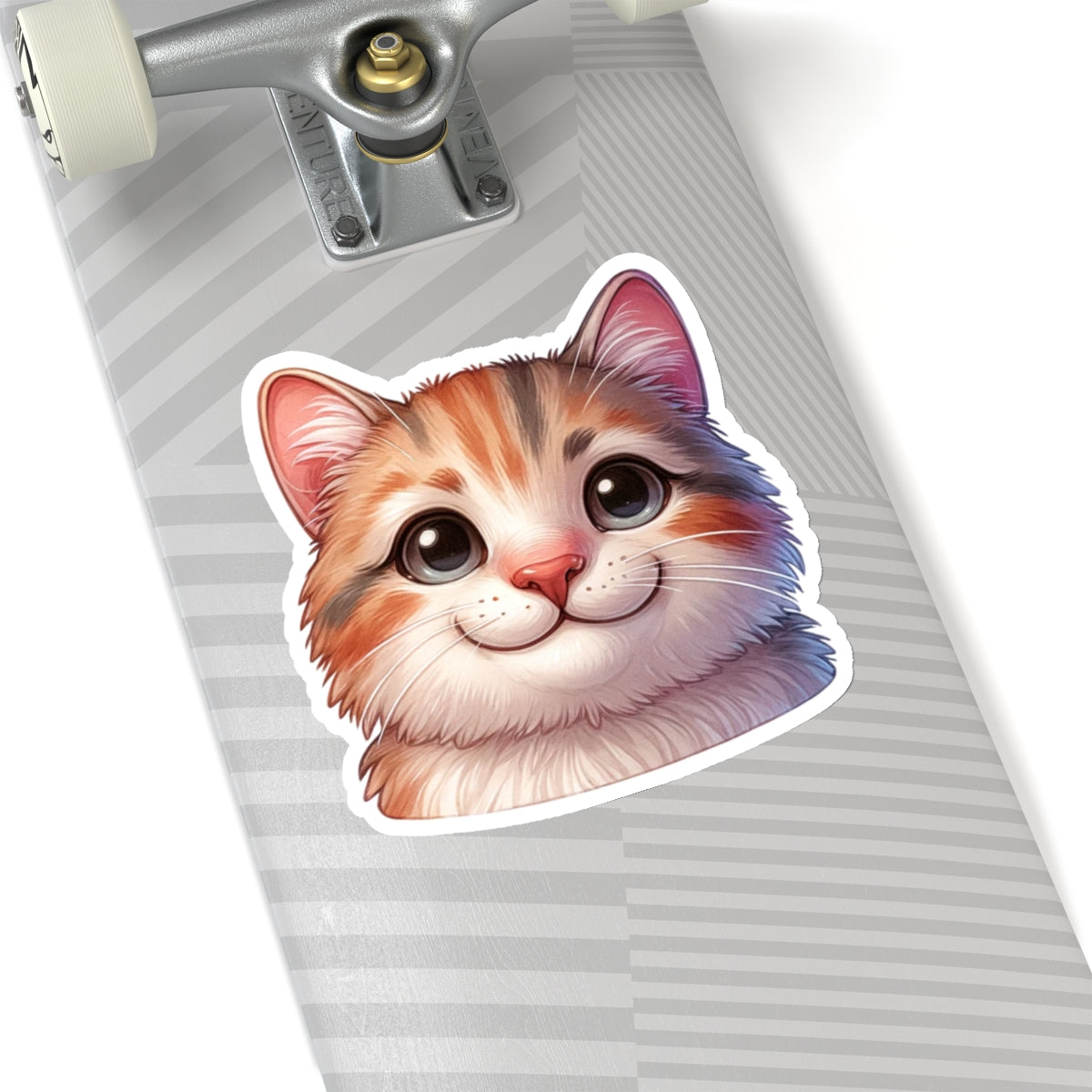 Cat Head Sticker Decal, Kitten Watercolor Art Vinyl Laptop Cute Waterbottle Tumbler Car Waterproof Bumper Clear Aesthetic Die Cut Wall