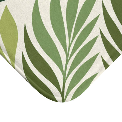 Monstera Leaf Bath Mat, Abstract Tropical Green Memory Foam Shower Bathroom Decor Non Slip Floor Large Small Washable Quick Dry Luxury Rug