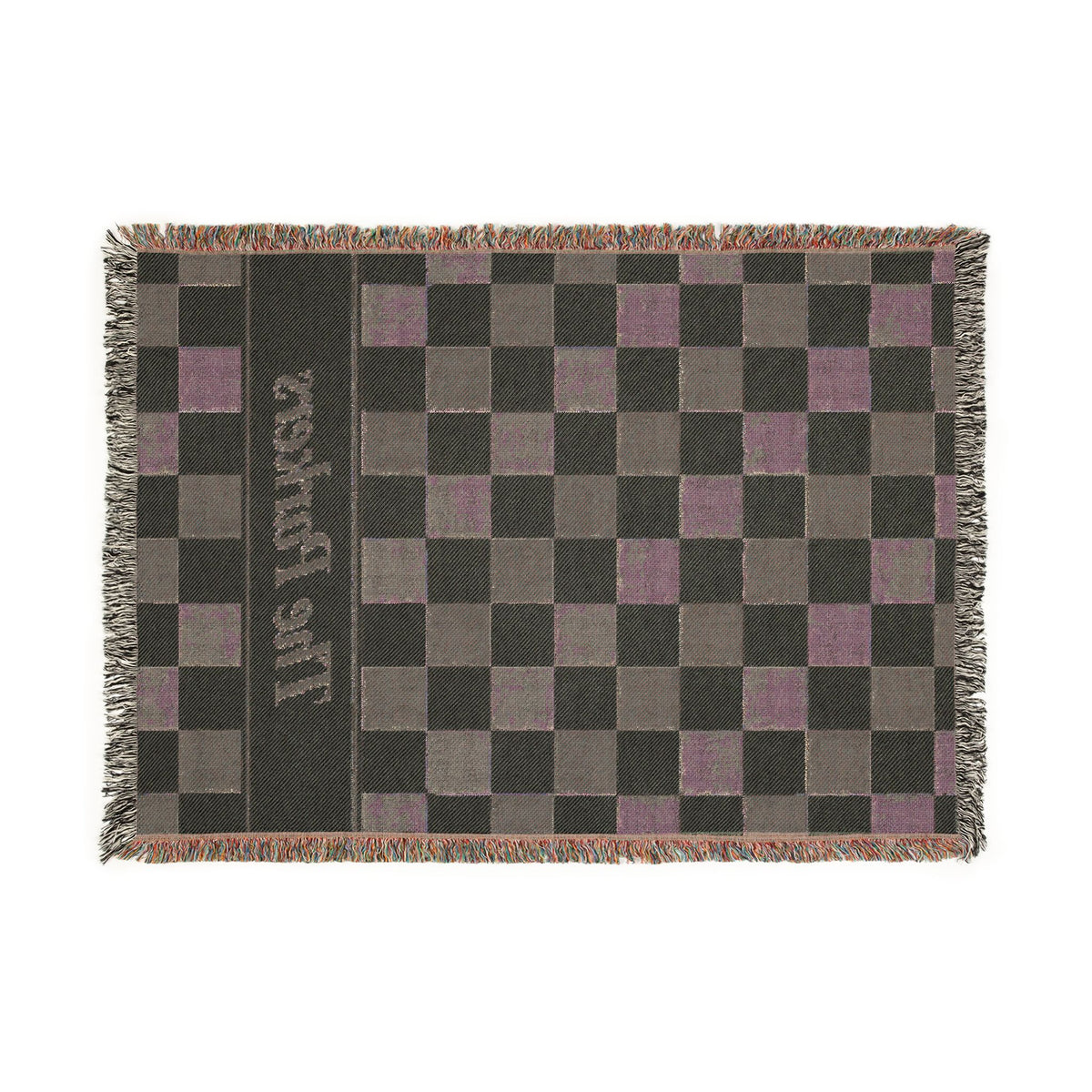 Custom Checkered Couples Woven Blanket Tapestry, Green Sage Throw Family Name Personalized Wedding Anniversary Engagement Cotton Small Large