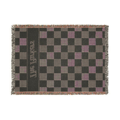 Custom Checkered Couples Woven Blanket Tapestry, Green Sage Throw Family Name Personalized Wedding Anniversary Engagement Cotton Small Large