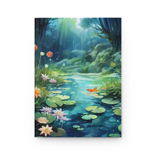 Pond Watercolor Hardcover Notebook, Lined Blank Hardback hardbound Design Small Journal Notepad Ruled Line School Paper Aesthetic Starcove Fashion