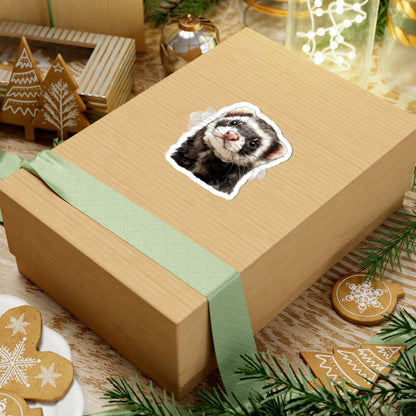 Ferret Sticker Decal, Watercolor Animal Wildlife Cute Art Vinyl Laptop Waterbottle Tumbler Car Waterproof Bumper 4x4 Clear Die Cut Wall