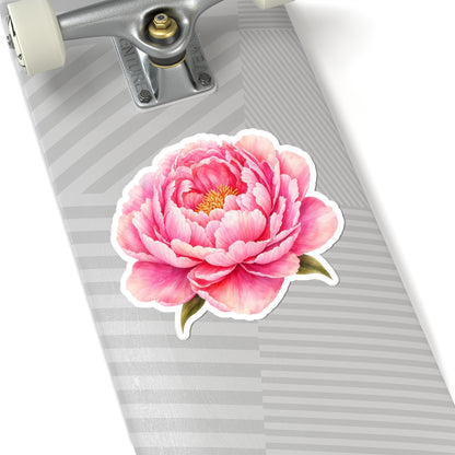Pink Peony Flower Sticker Decal, Blossom Floral Watercolor Art Vinyl Cute Waterbottle Tumbler Car Waterproof Bumper Clear Die Cut Wall - Starcove Fashion