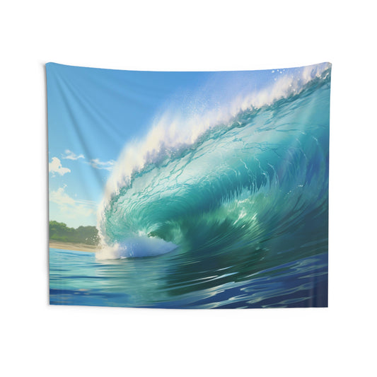 Barrel Wave Tapestry, Ocean Tropical Surf Wall Art Hanging Landscape Indoor Aesthetic Large Small Decor Bedroom College Dorm Room Starcove Fashion