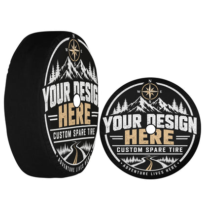 Custom Spare Tire Cover, Personalized Photo Text Logo Back Wheel Backup Camera Hole Auto Vehicle Unique Camping Design RV Back Gift