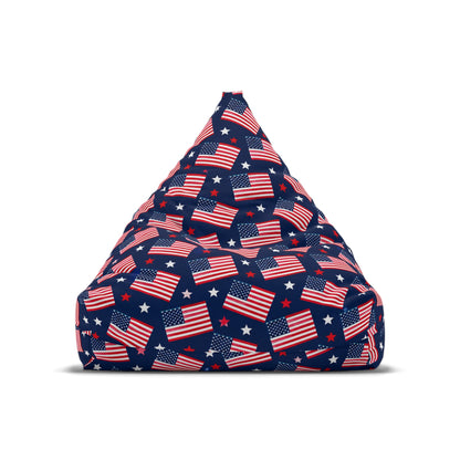 American Flag Bean Bag Chair Cover, Patriotic USA Stars and Stripes Washable Triangle Furniture Small Large Adult Children Kids Sofa Dorm