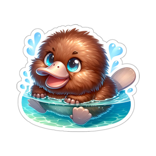 Baby Platypus Sticker Decal, Animal Water Art Vinyl Laptop Cute Waterbottle Tumbler Car Waterproof Bumper Clear Aesthetic Die Cut