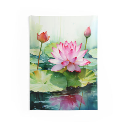 Lotus Flower Tapestry, Watercolor Bohemian Spiritual Wall Art Hanging Cool Unique Vertical Aesthetic Large Small Bedroom College Dorm Starcove Fashion