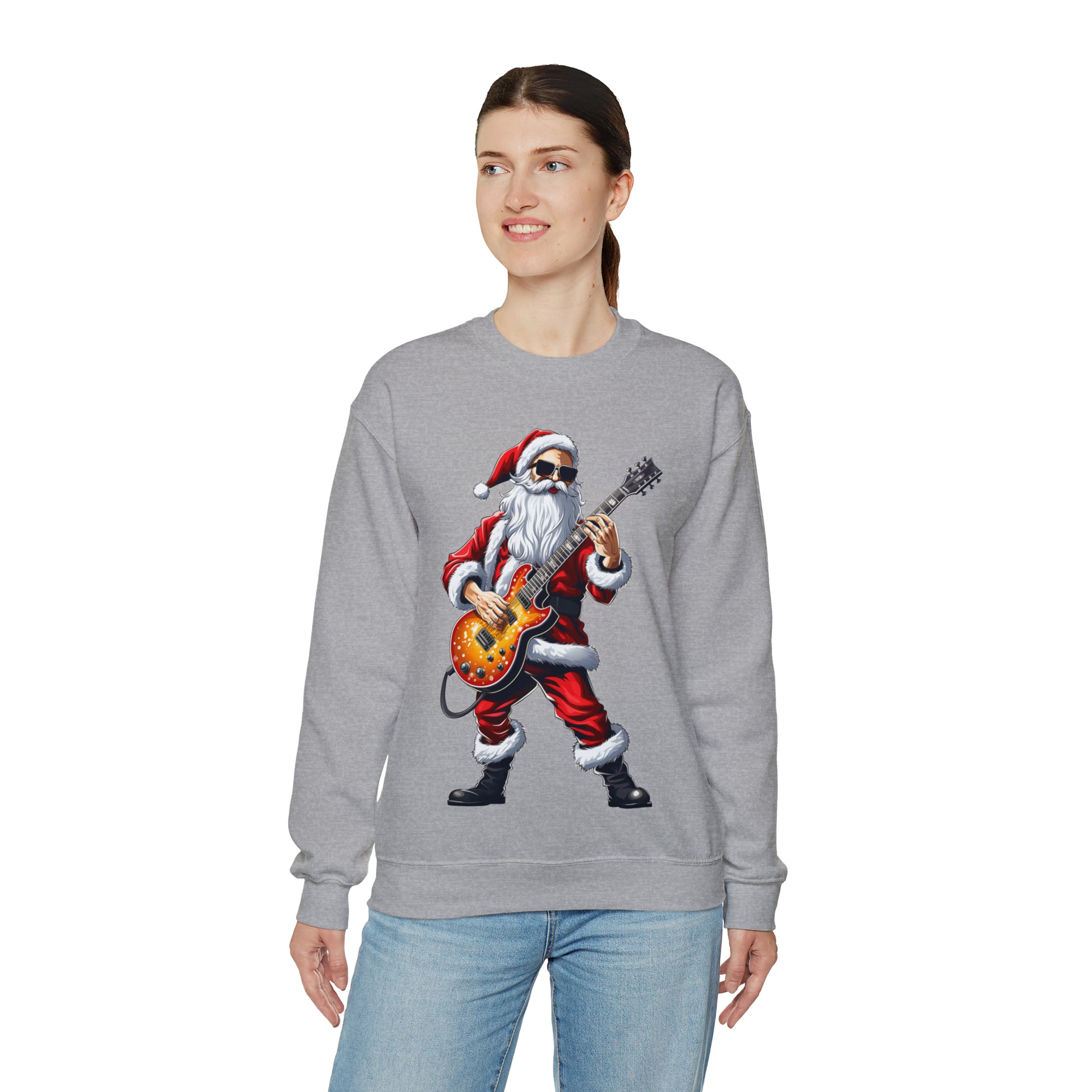 Santa Claus Christmas Sweater, Hard Rock Punk Guitar Music Ugly