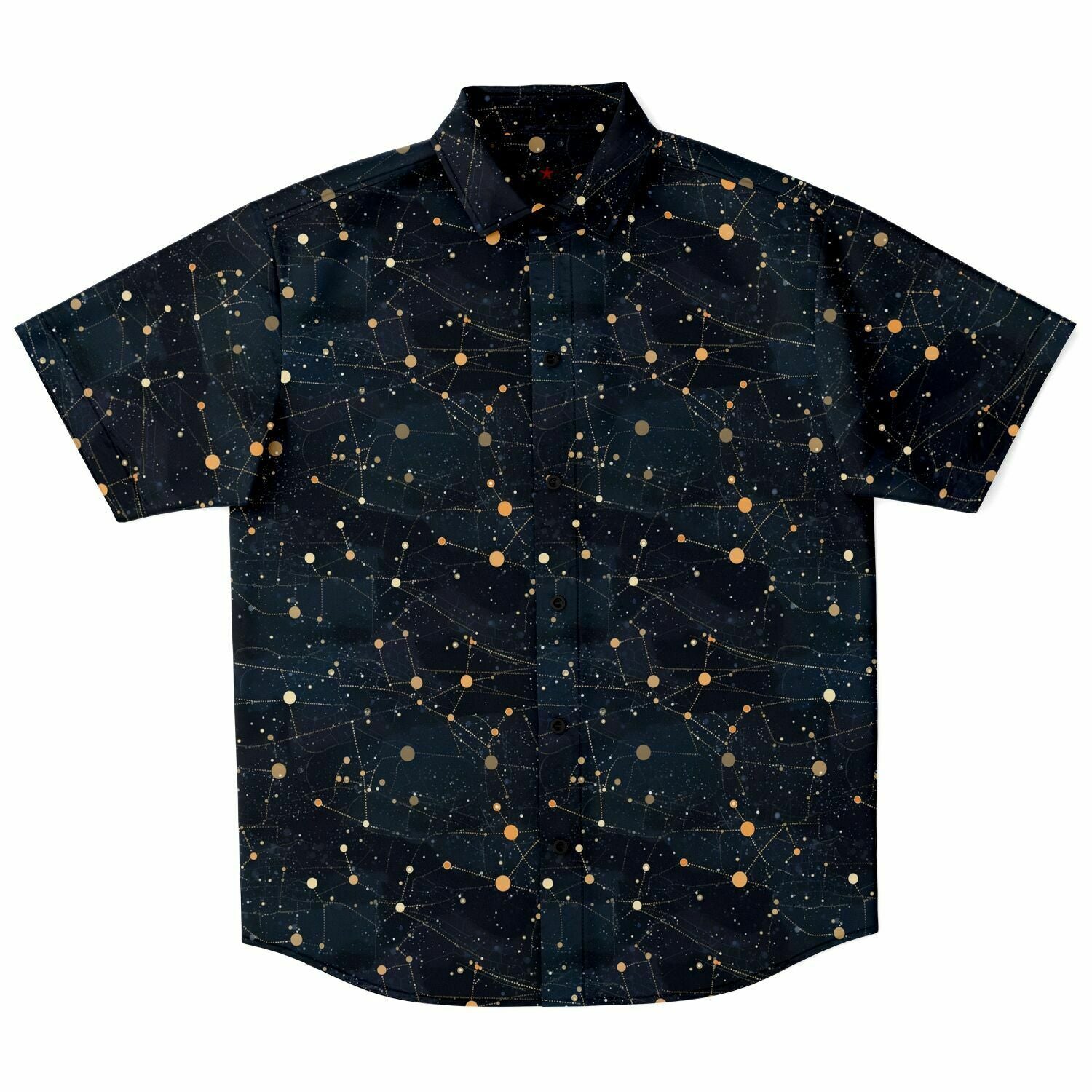 constellation dress shirt Constellation Short Sleeve Men Button Up Shirt, Space Stars Universe Print Casual Buttoned Down Summer Collared Dress Shirt 4XL